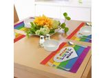Abakuhaus Tovagliette Stolz, Bandiera Arcobaleno Con Simbolo A Strisce E Cuore Con La Scritta "L'amore Vince"" Cultura Lgbt Colorata, Tiscjdeco In Tessuto Resistente Ai Colori Per La Sala Da Pranzo E La Cucina, Multicolore"