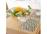 Abakuhaus Tovagliette Geometriche, Motivo Etnico A Zig Zag E Quadrati, Stampa Artistica Dal Design Contemporaneo, Tiscjdeco In Tessuto Resistente Al Lavaggio Per Sala Da Pranzo E Cucina, Giallo, Bianco E Nero
