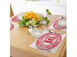 Abakuhaus 16° Compleanno Tovagliette, Stampa Con Tema Vendemmia, Timbro Antico, Saluto, Il Tempo Vola, Tiscjdeco In Tessuto Resistente Ai Colori Per La Sala Da Pranzo E La Cucina, Rosso Cinabro Bianco