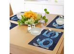 Abakuhaus 65° Compleanno Tovagliette, Numeri Stilizzati Moderni Su Sfondo Scuro Ispirato Al Cielo Notturno, Tovagliette Decorative In Tessuto Resistente Ai Colori Per La Sala Da Pranzo E La Cucina, Azzurro Blu Scuro