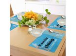 Abakuhaus Tovagliette Per La Famiglia, La Famiglia è Tutto Tra Virgolette Frase Ispiratrice Design Moderno, Tiscjdeco In Tessuto Resistente Al Lavaggio Per La Sala Da Pranzo E La Cucina, Turchese Nero Blu