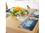 Tovagliette Abakuhaus Per Compleanni, Design Realistico In Stile 3D Con Testo, Palloncini Colorati, Bandiere, Festa A Sorpresa, Decorazioni Da Tavola In Tessuto Resistente Ai Colori Per La Sala Da Pranzo E La Cucina, Multicolore