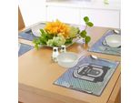 Tovagliette Abakuhaus Musikbox, Radio Party Dark Grey Vintage Carillon Con Immagine Astratta Grunge A Strisce Colorate, Tiscjdeco In Tessuto Resistente Al Lavaggio Per Sala Da Pranzo E Cucina, Multicolore