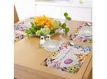 Abakuhaus Tovagliette Per Feste Di Compleanno Per Bambini, Famiglia Di Gufi Con Cappelli A Cono Colorati Su Sfondo Confetti, Decorazioni Da Tavola In Tessuto Resistente Ai Colori Per La Sala Da Pranzo E La Cucina, Multicolore