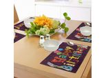 Tovagliette Abakuhaus Per Compleanni, Sfondo Astratto Viola, Gelato, Caramelle, Festa, Lettere, Decorazioni Per La Tavola In Tessuto Resistente Ai Colori Per La Sala Da Pranzo E La Cucina, Multicolore