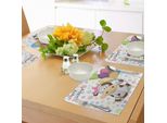 Tovagliette Per Feste Di Compleanno Per Bambini Abakuhaus, Mucca E Palloncini Colorati Su Sfondo A Pois Astratto, Decorazioni Da Tavola In Tessuto Resistente Al Lavaggio Per La Sala Da Pranzo E La Cucina, Multicolore