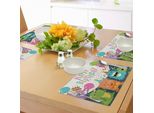 Abakuhaus Tovagliette Per Feste Di Compleanno Per Bambini, Piccoli Mostriciattoli Con Coriandoli, Palloncini E Festoni, Decorazioni Da Tavola In Tessuto Resistente Ai Colori Per La Sala Da Pranzo E La Cucina, Multicolore