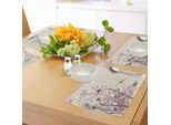 Tovagliette Abakuhaus Libelle, Design Grunge Con Fiori, Foglie E Insetti Che Volano, Immagine, Tiscjdeco In Tessuto Resistente Al Lavaggio Per La Sala Da Pranzo E La Cucina, Rosa Chiaro, Bordeaux E Blu