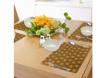 Abakuhaus Zambia Tovagliette, Kenya Motivo Etnico Con Stampa Geometrica Aztec Native American Effects, Tiscjdeco In Tessuto Resistente Al Lavaggio Per La Sala Da Pranzo E La Cucina, Giallo Marrone Verde