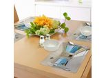 Abakuhaus Tovagliette Moderne, Design Ispirato Alle Case Delle Star Di Hollywood Con Motivi Naturali Oceanici E Forestali, Tiscjdeco In Tessuto Resistente Al Lavaggio Per Sala Da Pranzo E Cucina, Bianco E Blu