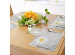 Abakuhaus Tovagliette Grigie E Gialle, Fiori Delle Hawaii Su Sfondo Con Motivo Animale Astratto, Tiscjdeco In Tessuto Resistente Al Lavaggio Per La Sala Da Pranzo E La Cucina, Grigio Chiaro E Bianco