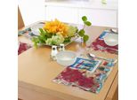 Tovagliette Da Tavola Abakuhaus, Design Italiano Casa Mediterranea Con Stampa Finestre Greche, Tiscjdeco In Tessuto Resistente Al Lavaggio Per La Sala Da Pranzo E La Cucina, Marrone Chiaro, Blu Navy E Bianco