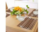 Abakuhaus Zambia Tovagliette, Motivi Tribali Con Linee Ondulate E Triangoli Geometrici, Design In Stile Keniota, Tiscjdeco In Tessuto Resistente Al Lavaggio Per La Sala Da Pranzo E La Cucina, Marrone Chiaro Cannella Nero