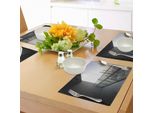 Abakuhaus Tovagliette Moderne, Città Araba Dubai Paesaggio Centro Città Dal Balcone Foto Stampa, Tiscjdeco In Tessuto Resistente Al Colore Per La Sala Da Pranzo E La Cucina, Grigio Antracite E Bianco