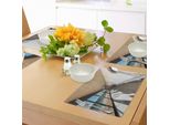 Tovagliette Da Spiaggia Abakuhaus, Design Coastal Home Con Stampa Artistica Raffigurante Oceano, Mare, Onde E Sabbia, Tiscjdeco In Tessuto Resistente Al Lavaggio Per Sala Da Pranzo E Cucina, Marrone Chiaro, Azzurro E Bianco