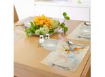 Abakuhaus Tovagliette Libelle, Falena Acquerellata Con Ali Stampate Su Sfondo Astratto, Tiscjdeco In Tessuto Resistente Al Colore Per La Sala Da Pranzo E La Cucina, Giallo Chiaro, Arancione E Pesca