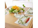 Tovagliette Abakuhaus Per Matrimoni, Cornice Con Rose Bianche E Rosse E Fedi Stilizzate Celebration Romance, Decorazioni Da Tavola In Tessuto Resistente Al Lavaggio Per La Sala Da Pranzo E La Cucina, Bianco Verde Rosso