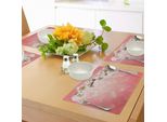 Abakuhaus Tovagliette In Corallo, Ramo Fiorito Di Ciliegio Giapponese Sakura Fresco Giardino Primaverile Romantico, Tiscjdeco In Tessuto Resistente Al Lavaggio Per Sala Da Pranzo E Cucina, Bianco Corallo Rosso Verde