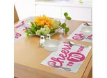 Abakuhaus 70° Compleanno Tovagliette, Brindisi Ai 70 Anni Calligrafia Scritta A Mano Festa Di Compleanno Immagine, Decorazioni Da Tavola In Tessuto Resistente Al Lavaggio Per La Sala Da Pranzo E La Cucina, Rosa E Nero