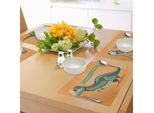 Tovagliette Abakuhaus Per Compleanni, Divertenti Dinosauri In Stile Caricaturale Con Tema "Buon Compleanno"", Decorazioni Da Tavola In Tessuto Resistente Ai Colori Per La Sala Da Pranzo E La Cucina, Verde Chiaro Arancione Verde"