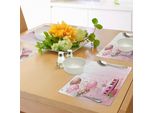 Tovagliette Abakuhaus Per Compleanni, Fetta Di Torta Rosa Fragola, Candeline, Palloncini A Pois E Coriandoli, Decorazioni Per La Tavola In Tessuto Resistente Ai Colori Per La Sala Da Pranzo E La Cucina, Crema Rosa Tan.
