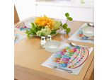 Tovagliette Per Feste Di Compleanno Per Bambini Abakuhaus, Stile Cartone Animato, Auguri Di Buon Compleanno, Immagine Di Torta, Candeline, Cuori, Stampa, Decorazioni Da Tavola In Tessuto Resistente Al Lavaggio Per Sala Da Pranzo E Cucina, Multicolore
