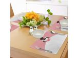 Abakuhaus Tovagliette Per Addio Al Nubilato, Abito Da Sposa Con Motivo Floreale, Stampa Celebrativa, Decorazioni Per Tavola In Tessuto Resistente Al Lavaggio Per Sala Da Pranzo E Cucina, Salmone, Bianco E Nero