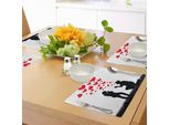 Abakuhaus Tovagliette Per Festa Di Fidanzamento, Richiesta Di Matrimonio Della Coppia Romantica Con Immagine Di Cuore, Decorazione Da Tavola In Tessuto Resistente Al Lavaggio Per Sala Da Pranzo E Cucina, Bianco, Nero E Rosso