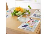 Tovagliette Abakuhaus Family, Lettere "Famiglie Felici"" Con Fiori, Cuori, Stelle, Puntini, Cerchi E Caricature, Grafica, Decorazioni Da Tavola In Tessuto Resistente Ai Colori Per La Sala Da Pranzo E La Cucina, Multicolore"