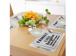 Tovagliette Abakuhaus, Citazione In Stile Calligrafico Retrò "L'amore Familiare Non Finisce Mai"", Cornice Per Foto, Decorazione Da Tavola In Tessuto Resistente Ai Colori Per La Sala Da Pranzo E La Cucina, Nero Grigio"