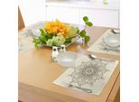 Tovagliette Abakuhaus Lotus, Arabesque Mandala Simbolo Rituale Universo Unità Della Vita Shabby Chic Motivo Etnico, Tiscjdeco In Tessuto Resistente Al Lavaggio Per La Sala Da Pranzo E La Cucina, Sigillo Marrone Crema