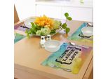 Abakuhaus Tovagliette "Vivi, Ridi, Ama"", Frase Ispiratrice E Intelligente Tra Parentesi Colorate In Stile Retrò, Tiscjdeco In Tessuto Resistente Ai Colori Per La Sala Da Pranzo E La Cucina, Multicolore"