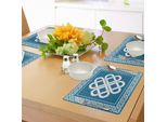 Abakuhaus Tovagliette Irlandesi, Bordo Con Motivo Celtico Del Nodo Dell'amore, Simbolo Di Fortuna, Design Storico Dell'amuleto, Tiscjdeco In Tessuto Resistente Al Lavaggio Per La Sala Da Pranzo E La Cucina, Bianco