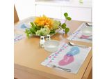 Abakuhaus Tovagliette Che Rivelano Il Sesso Del Bambino, Bandierine Con Cuori Per Festeggiare L'arrivo Di Una Bambina O Di Un Bambino Nella Famiglia, Decorazioni Da Tavola In Tessuto Resistente Ai Colori Per La Sala Da Pranzo E La Cucina, Rosa Chiaro E Blu.