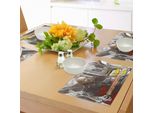 Abakuhaus Tovagliette Moderne, Cantante Di Strada, Spettacolo Di Chitarra, Grafica Urbana Grunge, Tiscjdeco In Tessuto Resistente Ai Colori Per La Sala Da Pranzo E La Cucina, Multicolore
