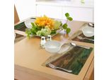 Tovagliette Abakuhaus Natur, Exquisite Valley Con Un Immenso Cielo Di Luna Piena E Un Incantevole Paesaggio Fantastico, Tiscjdeco In Tessuto Resistente Al Lavaggio Per La Sala Da Pranzo E La Cucina, Verde Felce Cannella Pesca