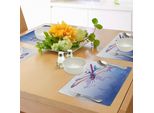 Tovagliette Abakuhaus Libelle, Disegno Colorato Con Falene Viola E Stampa Astratta Grunge Blu Sfumato, Tovaglietta Decorativa In Tessuto Resistente Ai Colori Per La Sala Da Pranzo E La Cucina, Multicolore