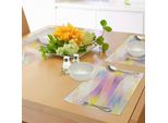 Abakuhaus Tovagliette Moderne, Sfumature Di Colore Con Effetto Ombreggiato Immagine Artistica Contemporanea Digitale, Tiscjdeco In Tessuto Resistente Al Lavaggio Per La Sala Da Pranzo E La Cucina, Viola Giallo Pesca