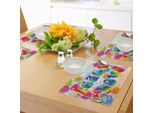 Abakuhaus Tovagliette Anni '70, Pace E Amore Tie Dye Funky Schizzi Di Colore Arcobaleno Astratto Opere D'arte Artistiche, Tiscjdeco In Tessuto Resistente Al Colore Per La Sala Da Pranzo E La Cucina, Multicolore