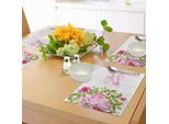 Abakuhaus Tovagliette Per Addio Al Nubilato, Stampa Shabby Chic Con Fiori, Boccioli Di Rosa E Foglie, Decorazioni Da Tavola In Tessuto Resistente Al Lavaggio Per Sala Da Pranzo E Cucina, Rosa Chiaro, Rosa Shocking E Verde