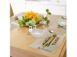 Tovagliette Abakuhaus Retro, Taxi Vintage In Stile Pop Art Con Effetto Sporco E Grafica Vintage, Tiscjdeco In Tessuto Resistente Al Lavaggio Per La Sala Da Pranzo E La Cucina, Giallo Beige Rubino