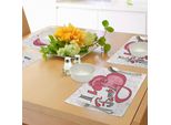 Tovagliette Abakuhaus Family, Design Astratto Con Graziosi Cuori "I Love My Family"" A Forma Di Vortice, Tiscjdeco In Tessuto Resistente Al Lavaggio Per La Sala Da Pranzo E La Cucina, Bianco Grigio Rosa"