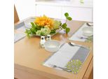Abakuhaus Tovagliette Grigie E Gialle, Bordo Moderno E Futuristico Con Cornice Geometrica Floreale, Tiscjdeco In Tessuto Resistente Al Lavaggio Per La Sala Da Pranzo E La Cucina, Calendula Grigio Chiaro E Bianco
