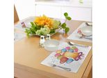 Abakuhaus 1° Compleanno Tovagliette, Tema Vintage Prima Festa Dei Bambini Con Palloncini Stelle E Pois Immagine Colorata, Decorazioni Per La Tavola In Tessuto Resistente Ai Colori Per La Sala Da Pranzo E La Cucina, Multicolore