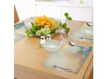 Abakuhaus Tovagliette Astratte, Stampa Con Immagine Ispirata Al Mare E All'oceano Con Dettagli Di Raggi Di Sole, Tiscjdeco In Tessuto Resistente Al Lavaggio Per La Sala Da Pranzo E La Cucina, Verde Chiaro E Blu Scuro