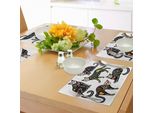 Tovagliette Abakuhaus Con Teschi Di Zucchero, Ispirate Alla Calavera, Decorate Con Gatti Neri In Stile Messicano, Per Festeggiare Il Giorno Dei Morti, Tessuto Lavabile E Resistente Al Lavaggio, Per Sala Da Pranzo E Cucina, Multicolore.