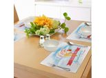Tovagliette Abakuhaus Eis, Il Gusto Dell'estate Citazione Con Cono Gelato E Fragole Stampa Ispiratrice, Decorazione Da Tavola In Tessuto Resistente Al Lavaggio Per La Sala Da Pranzo E La Cucina, Multicolore