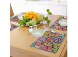 Abakuhaus Tovagliette Colorate, Graffiti Astratti Con Frecce E Sporco Spruzzati Con Vernici Spray, Illustrazione Artistica Numerata, Tiscjdeco In Tessuto Resistente Al Colore Per La Sala Da Pranzo E La Cucina, Multicolore