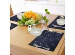 Abakuhaus Set Di Tovagliette, Mappa Delle Stelle Con Diagramma Geometrico Circolare Dello Spazio Notturno, Tiscjdeco In Tessuto Resistente Al Colore Per La Sala Da Pranzo E La Cucina, Blu Scuro E Bianco