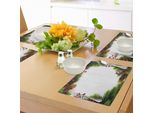 Abakuhaus Tovagliette Natalizie, Cornice Natalizia Con Composizione Tradizionale Di Agrifoglio, Pigne E Ghirlanda Naturale, Decorazioni Da Tavola In Tessuto Resistente Al Lavaggio Per Sala Da Pranzo E Cucina, Verde Marrone Rosso